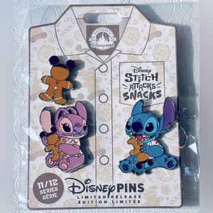 NWT Disney Pin Set Stitch Attacks Snacks (11/12 series)